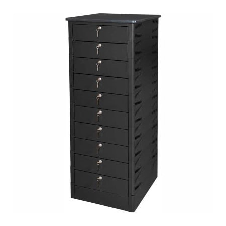Datum Filing Systems Datum TekStak Storage and Charging Locker W/ Laminate Top, 10 Bays, Key Lock TEKSE10-K-LT-T25-L1595-60